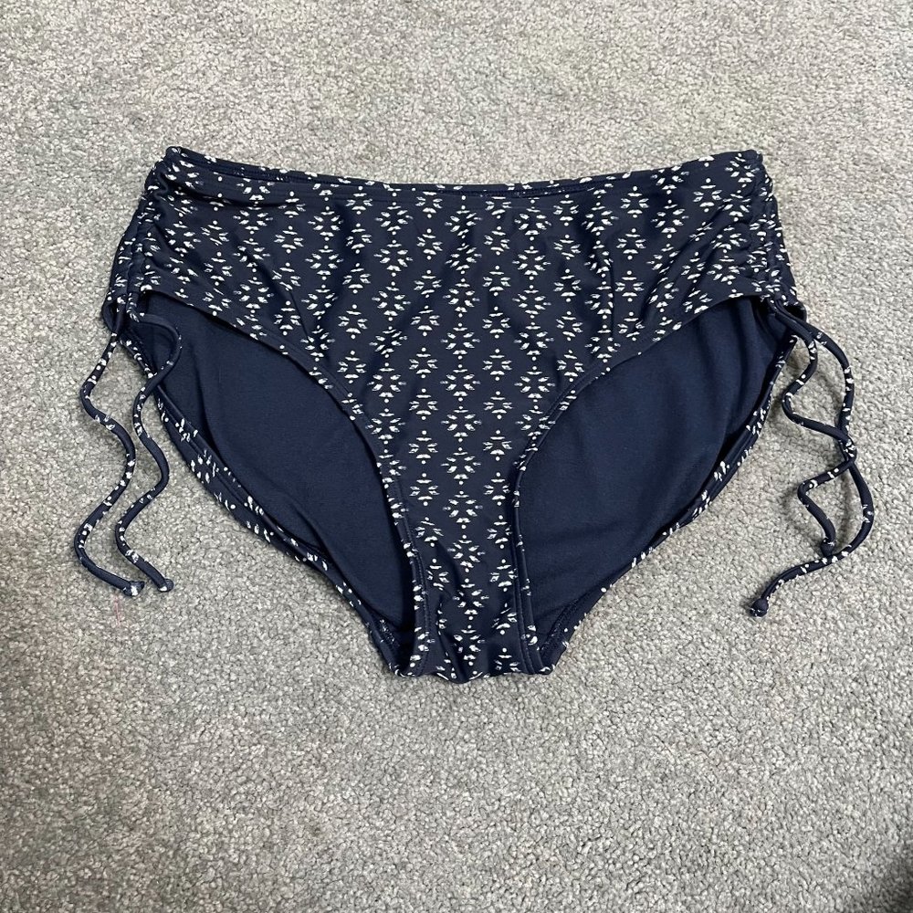 Athleta Navy Blue Printed High Waist Bikini Bottoms